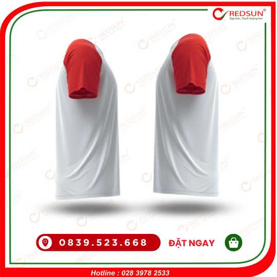 Mẫu áo thun raglan đồng phục có thể thiết kế màu trơn hoặc phối màu khác nhau tùy vào yêu cầu và sở thích